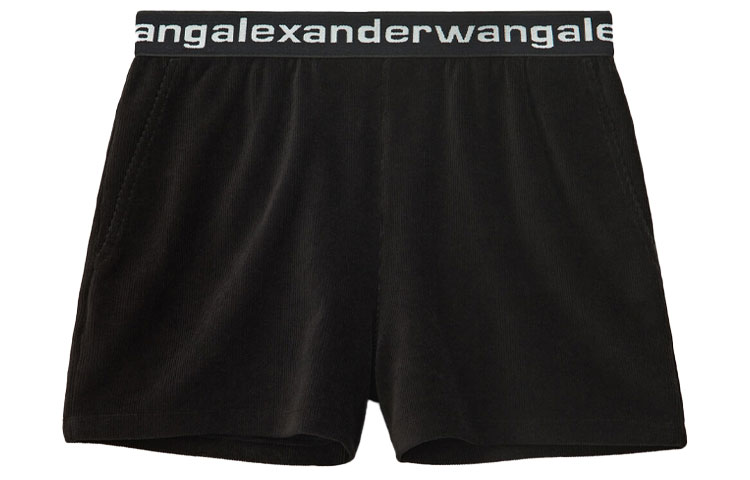 Order (W) Alexander Wang Pantalones Cortos Elásticos de Pana Negros 4CC1204025-001