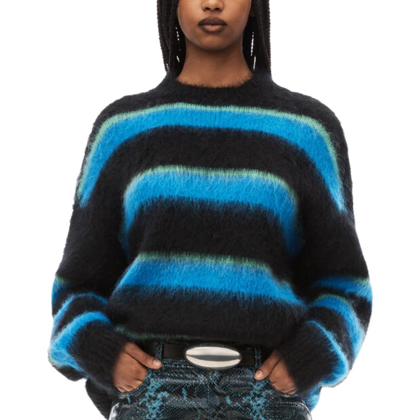 Shop (W) Alexander Wang Sweater Oversized Crew Neck Garis Wanita Biru. 1KC4231036-004