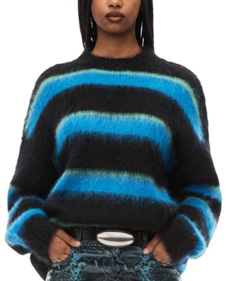(W) 亚历山大王女士蓝色条纹圆领宽松毛衣 1KC4231036-004 Shop (W) 亚历山大王女士蓝色条纹圆领宽松毛衣 1KC4231036-004