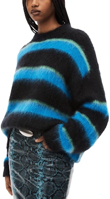 (W) 亚历山大王女士蓝色条纹圆领宽松毛衣 1KC4231036-004 Details for (W) 亚历山大王女士蓝色条纹圆领宽松毛衣 1KC4231036-004