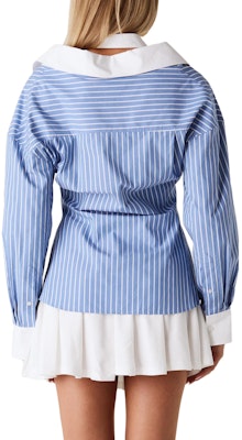 (W) Alexander Wang Baju Lengan Panjang Bergaris Oversized Wanita Biru 4WC3231406-428 Shop (W) Alexander Wang Baju Lengan Panjang Bergaris Oversized Wanita Biru 4WC3231406-428