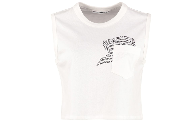 (Women) Alexander Wang Twisted Letter Sleeveless T-Shirt White 4CC1201092100