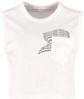 (Women) Alexander Wang Twisted Letter Sleeveless T-Shirt White 4CC1201092100 (Women) Alexander Wang Twisted Letter Sleeveless T-Shirt White 4CC1201092100