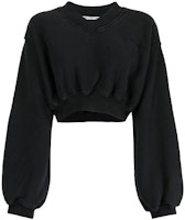 (Women) Alexander Wang V-Neck Embroidered Logo Cropped Sweatshirt Black 1CC4211507-001 (Women) Alexander Wang V-Neck Embroidered Logo Cropped Sweatshirt Black 1CC4211507-001