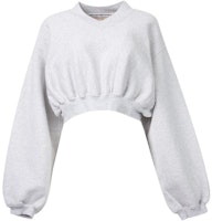 (Women) Alexander Wang V-Neck Logo Embroidered Crop Sweatshirt Grey 1CC4211507-050 (Women) Alexander Wang V-Neck Logo Embroidered Crop Sweatshirt Grey 1CC4211507-050