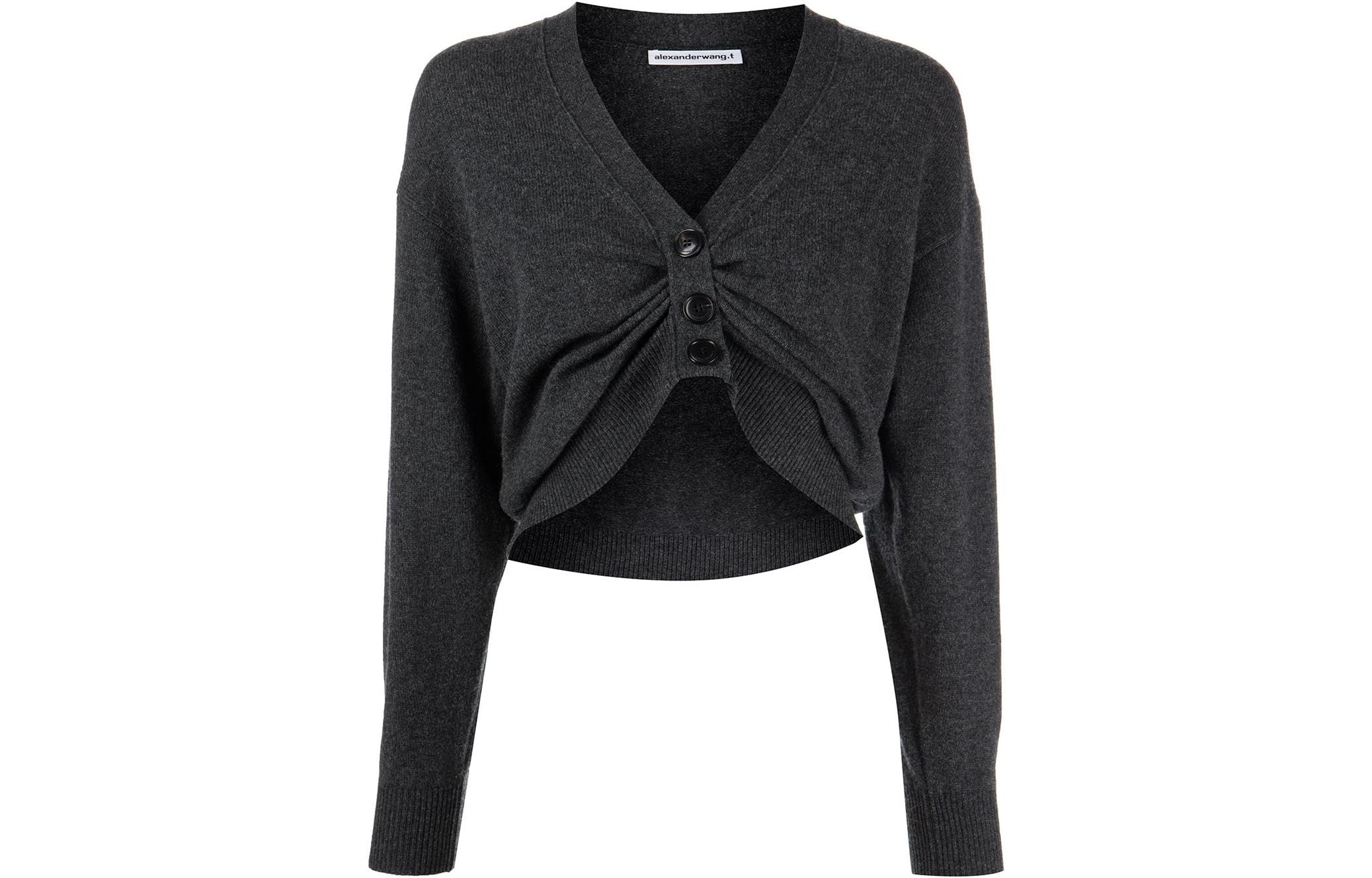 (Women) Alexander Wang V-Neck Solid Knit Sweater Black 4KC1233031-010
