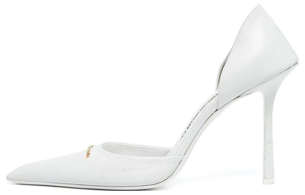 (Women) Alexander Wang Viola 'White Leather Pointed High-Heel Mule' 30122P022100