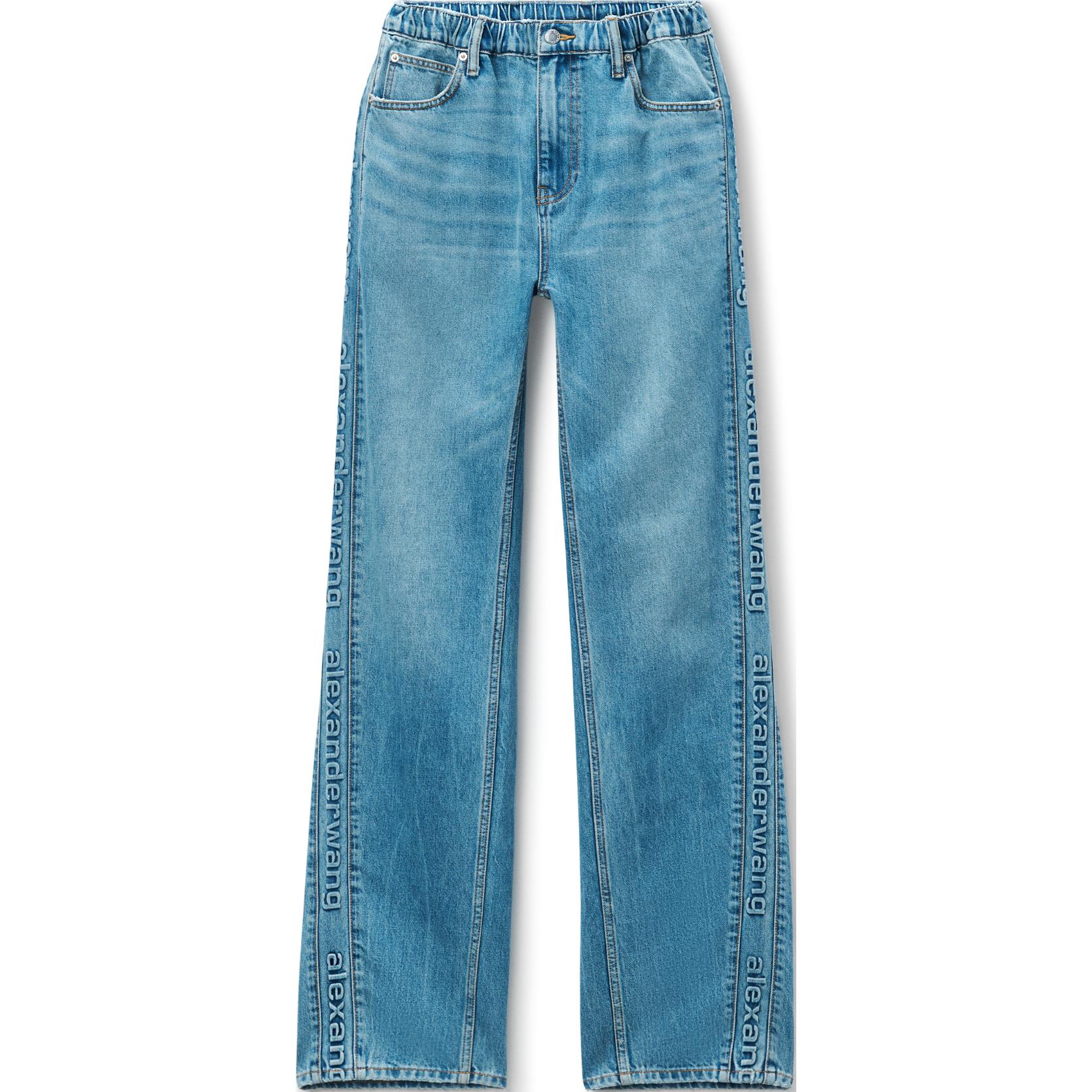 (Women) Alexander Wang Washed Distressed Zipper Wide-Leg Jeans  Blue 4DC3244397-486