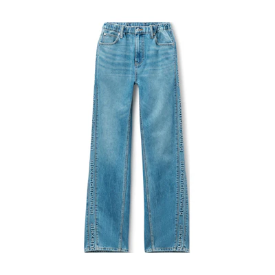 (Women) Alexander Wang Washed Distressed Zipper Wide-Leg Jeans Blue 4DC3244397-486