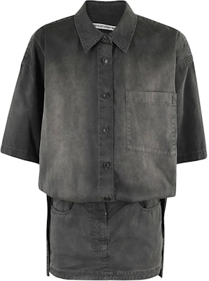 (W) 亚历山大王灰色简约短袖翻领纽扣连衣裙女款 1WC2246665-028 Order (W) 亚历山大王灰色简约短袖翻领纽扣连衣裙女款 1WC2246665-028