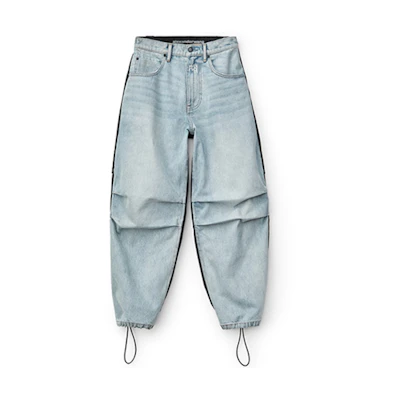 (Women) Alexander Wang Washed Loose Patchwork Jeans Light Blue Fall 4DC2194485-112