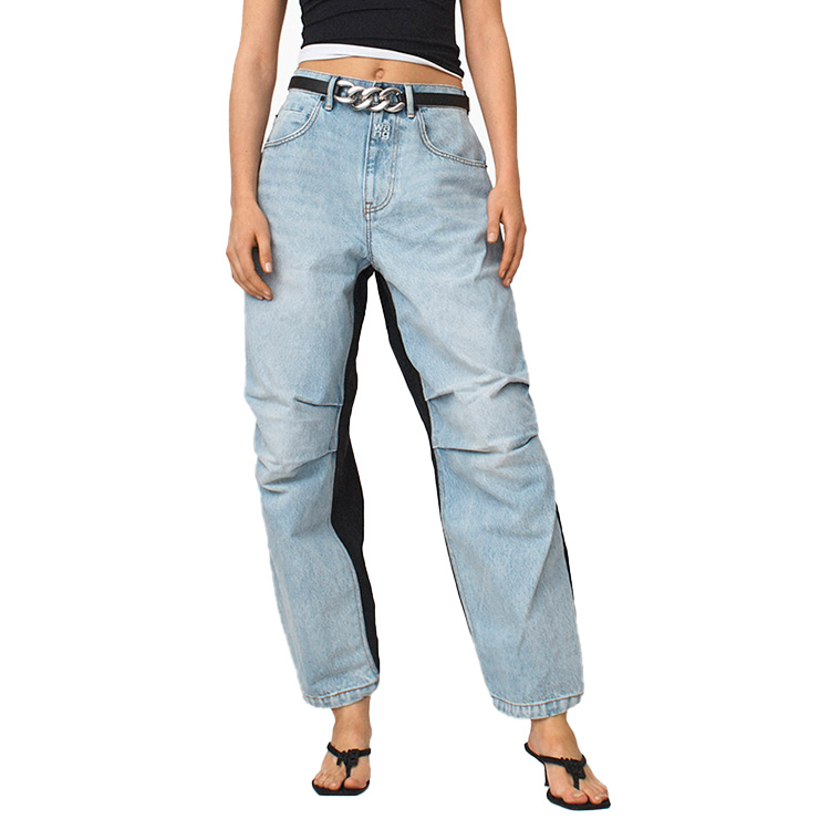 (Women) Alexander Wang Washed Loose Patchwork Jeans Light Blue Fall 4DC2194485-112 圖 4