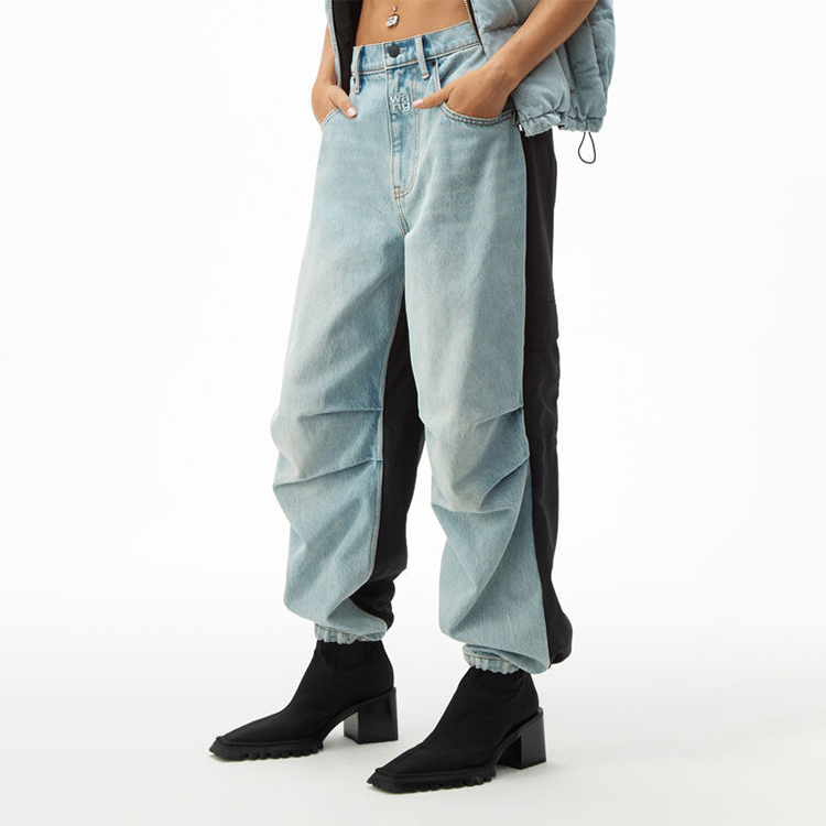 (Women) Alexander Wang Washed Loose Patchwork Jeans Light Blue Fall 4DC2194485-112 圖 5