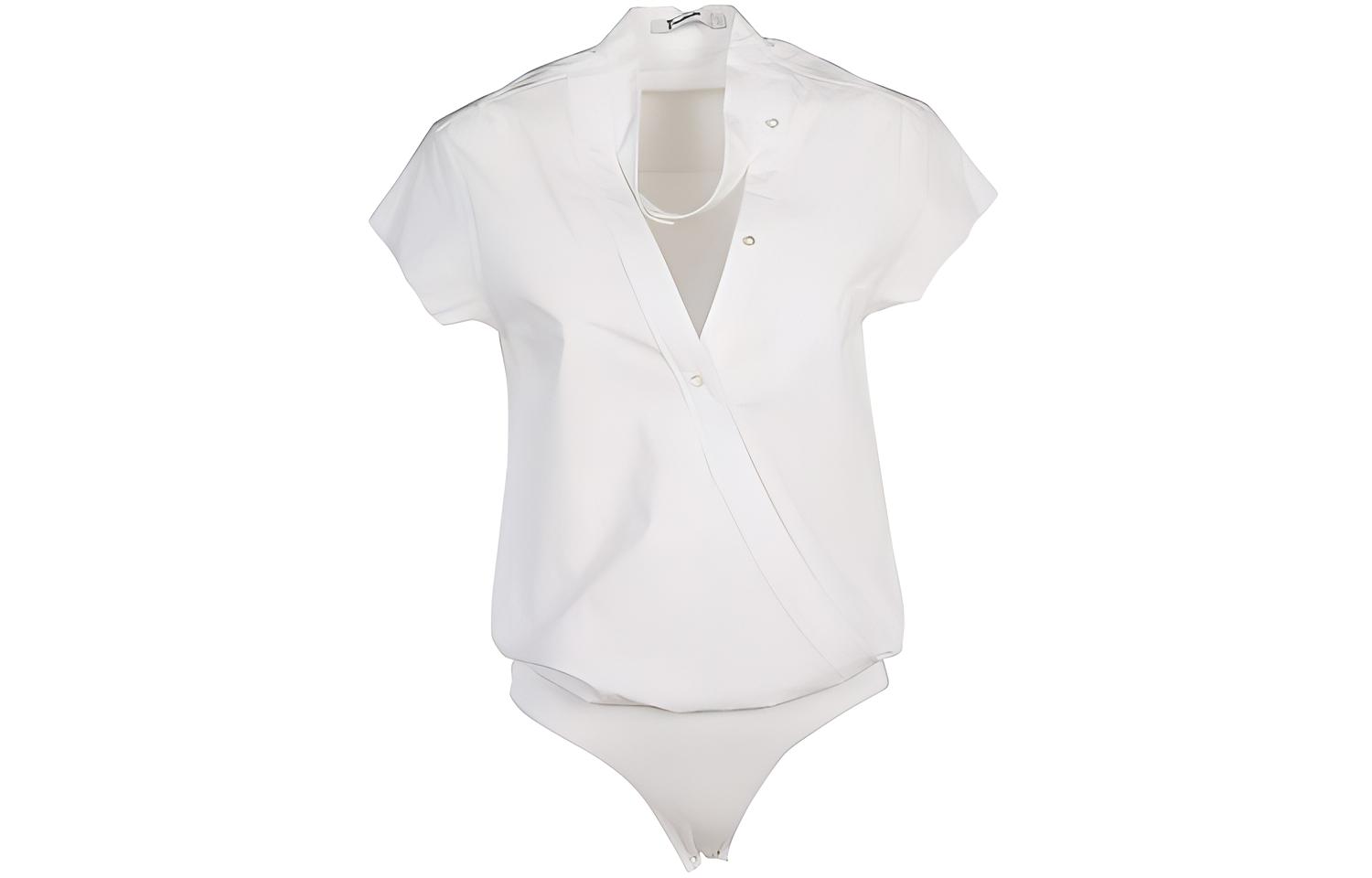 (Women) Alexander Wang White Cotton Short Sleeve Bodysuit 4W487007P7-100
