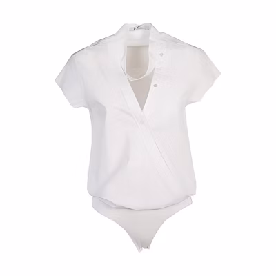 (Women) Alexander Wang White Cotton Short Sleeve Bodysuit 4W487007P7-100