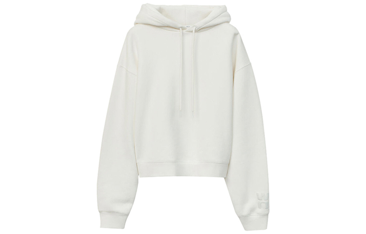 (Women) Alexander Wang White Fleece Pullover Hoodie with Cuffed Logo Trim 4CC1202025-100 圖 2