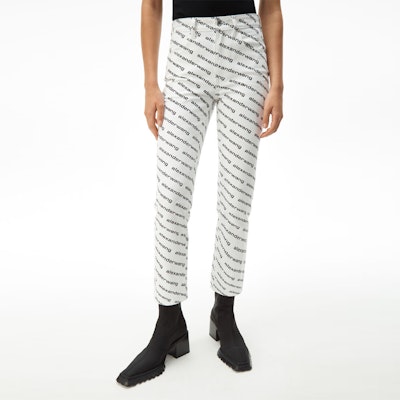 (Women) Alexander Wang White High-Waisted Logo Jeans 4DC1214895-985 Purchase (Women) Alexander Wang White High-Waisted Logo Jeans 4DC1214895-985