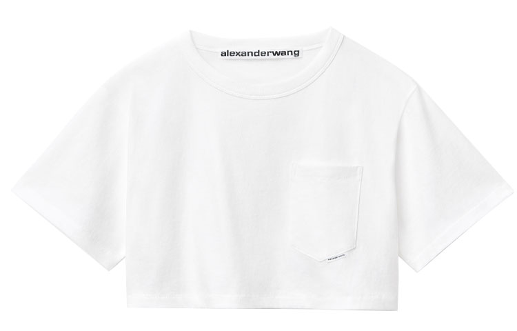 (Women) Alexander Wang White Logo Cropped Short Sleeve Tee 1W491145X1-100