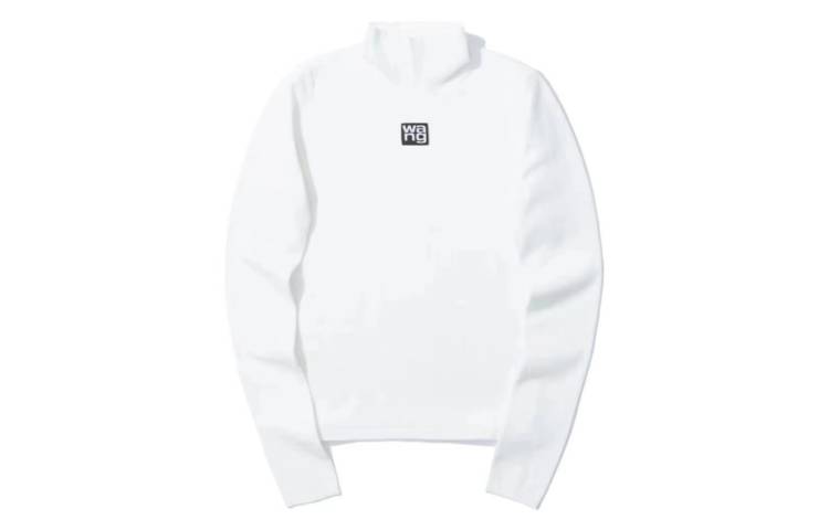 (Women) Alexander Wang White Logo Patch Turtleneck Knit Sweater 4KC2201012-104