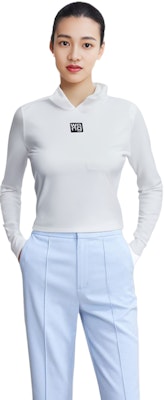 (W) 亞歷山大王 白色標誌貼片高領針織毛衣 4KC2201012-104 3