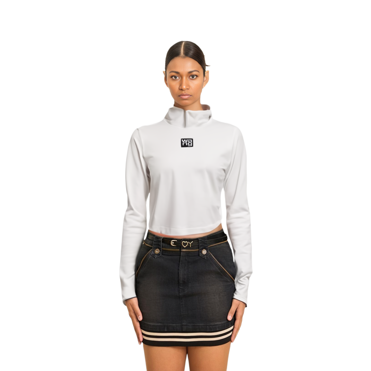 Cheap (W) 亞歷山大王 白色標誌貼片高領針織毛衣 4KC2201012-104