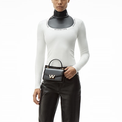 (W) アレキサンダー ワン ホワイト ロゴ トリム ロングスリーブ スリムフィットTシャツ 4KC1211024-104 Lookbook (W) アレキサンダー ワン ホワイト ロゴ トリム ロングスリーブ スリムフィットTシャツ 4KC1211024-104