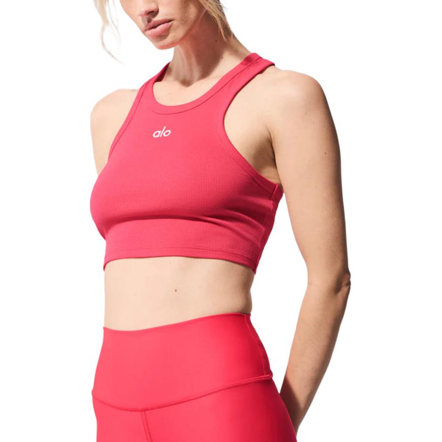 (Women) ALO Aspire JISOO Series Logo Solid Slim Fit Breathable Yoga Tank Top - Women W2675RG