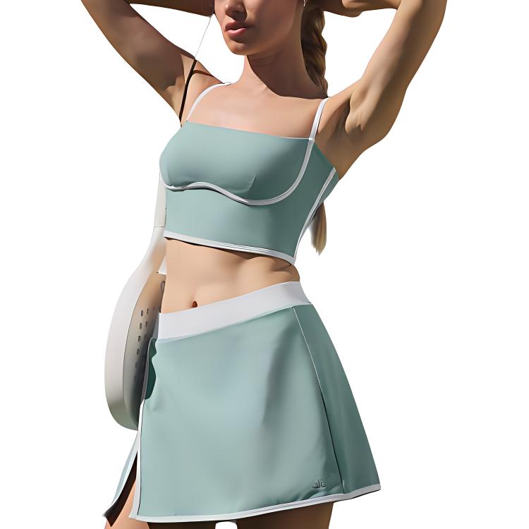 (Women) ALO Colorblock Tennis Skirt with Side Slit and Breathable Shorts W6429R