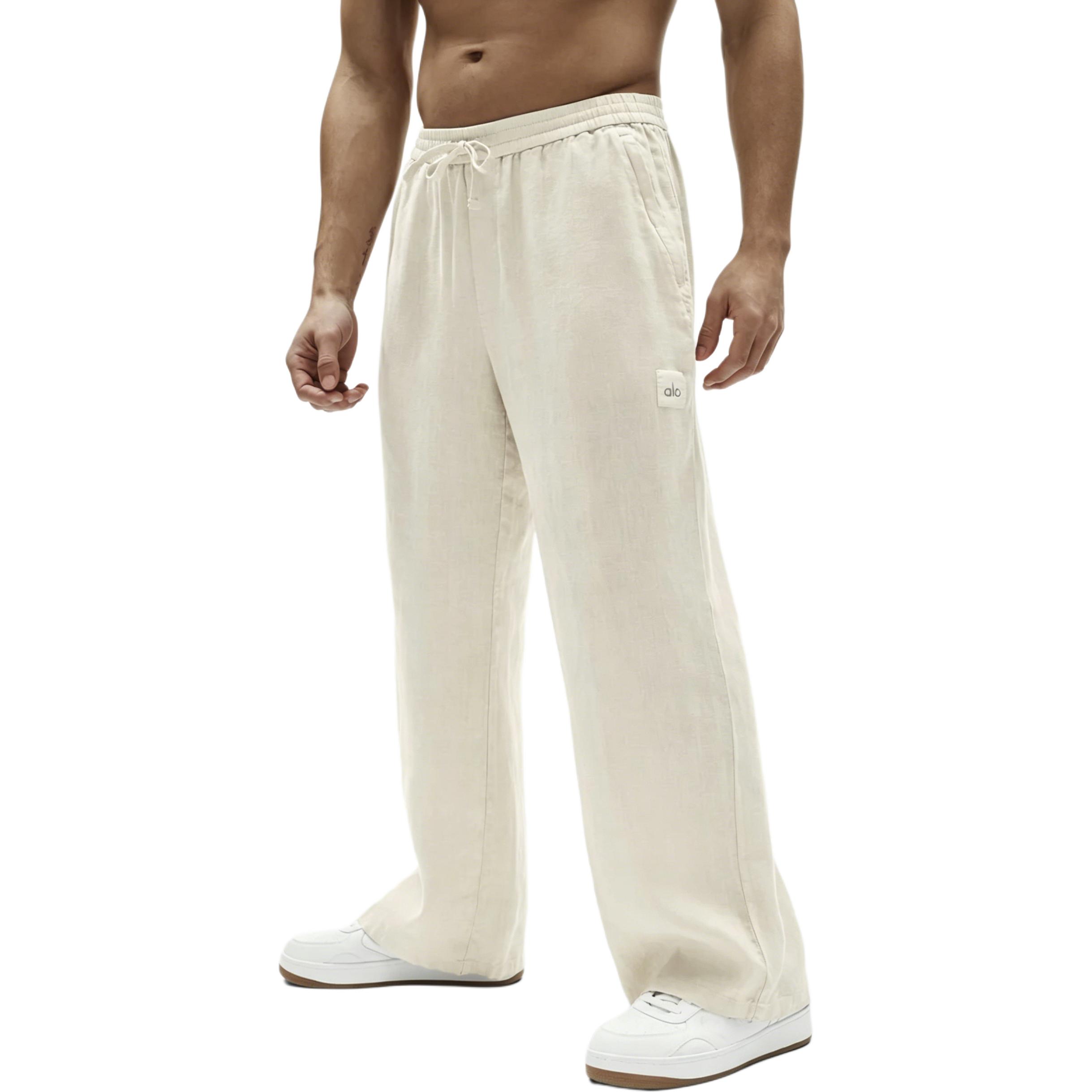 ALO Linen Days Drawstring Solid Color Casual Pants M5267R