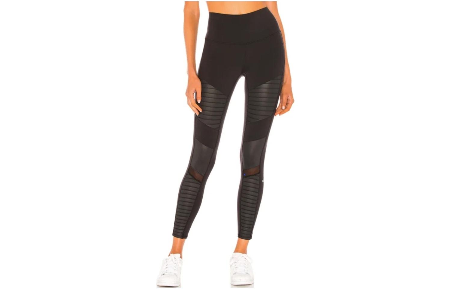 (Women) ALO Moto High-Waist Yoga Leggings Black – Slim Fit & Comfortable W5767R