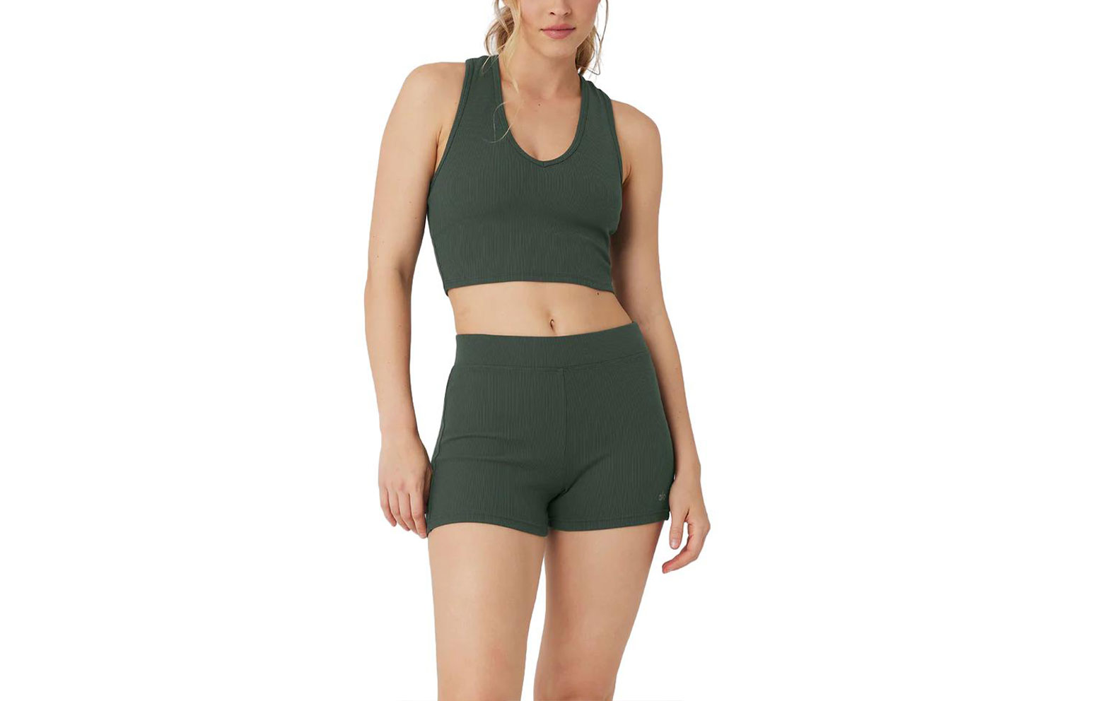 (Women) ALO Plain Ribbed Cropped Tank Top Women W9565R