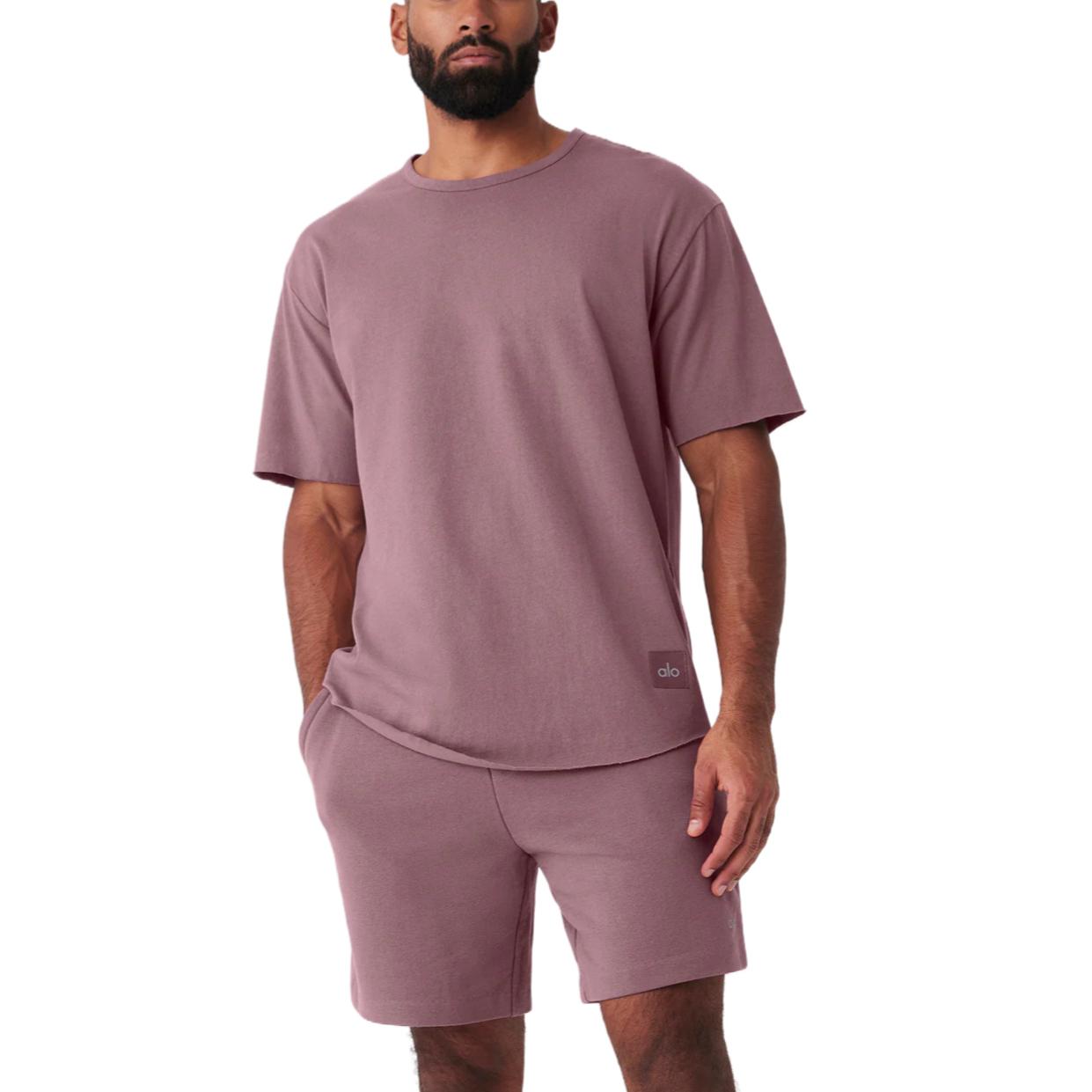 ALO Society Crewneck Tee Rosewood - Minimalist, Breathable, Soft Short Sleeve M1199R