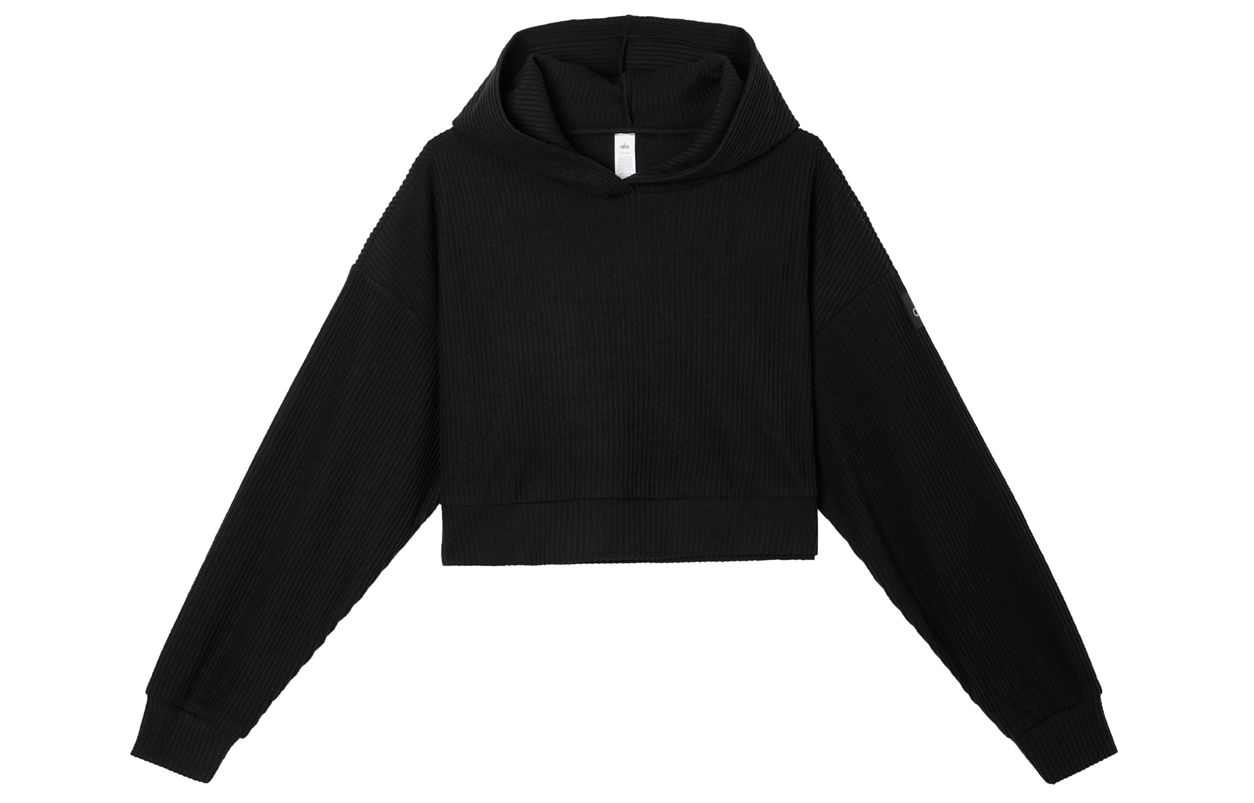 (Women) ALO Solid Color Cropped Side-Slit Pullover Hoodie . W3438R