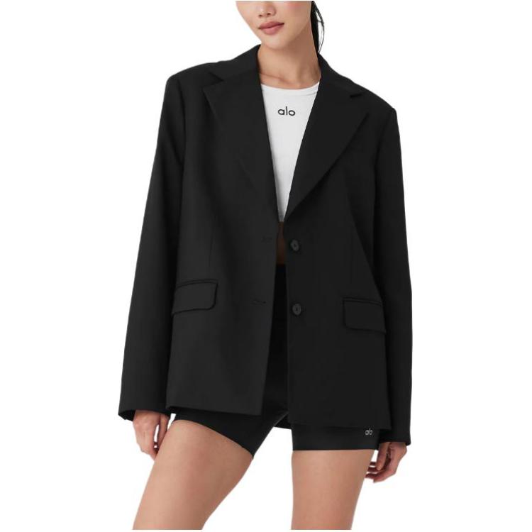 (Women) ALO Solid Oversized Long Sleeve Blazer Black W4603R