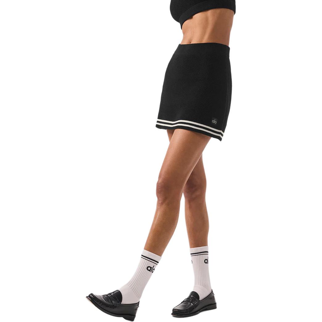 (Women) ALO Striped Knit Skort with Built-In Shorts and Casual A-Line Fit. W6427R