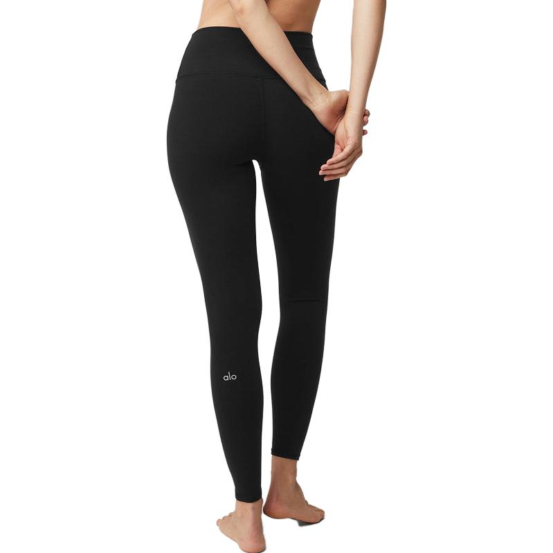 Shop (W) Alo Yoga Airbrush Seluar Pinggang Tinggi - Activewear Hitam Matte W5604R