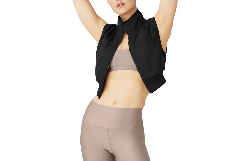 (Women) Alo Yoga  High Neck Zip Vest - Black/ Casual and Comfortable W4477R