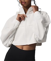 (Women) Alo Yoga Lightweight Solid Color Cropped Zip-Up Hoodie Jacket. w4575r (Women) Alo Yoga Lightweight Solid Color Cropped Zip-Up Hoodie Jacket. w4575r