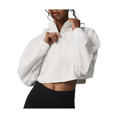 (Women) Alo Yoga Lightweight Solid Color Cropped Zip-Up Hoodie Jacket. w4575r