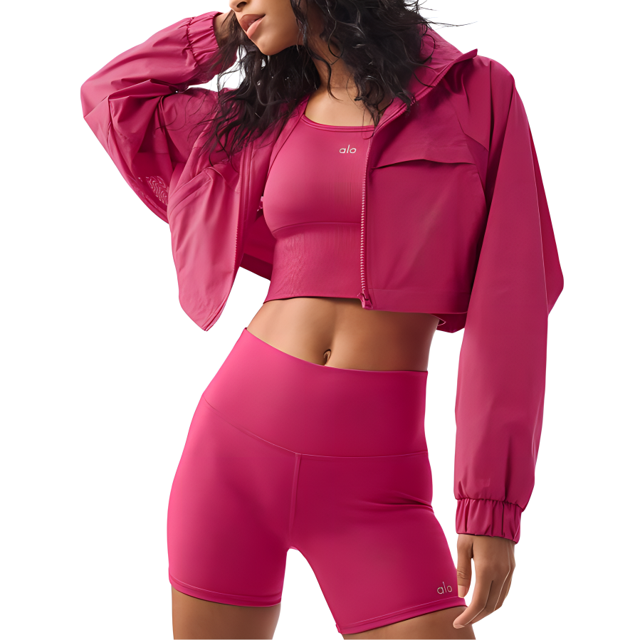 Order (W) Alo Yoga 轻便纯色短款拉链连帽夹克外套. w4575r