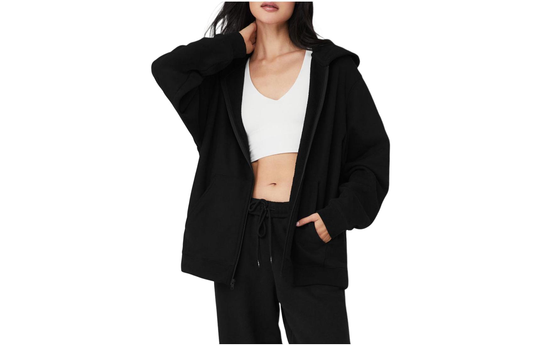 (Women) Alo Yoga  Solid Color Comfortable Hoodie Jacket U4011R