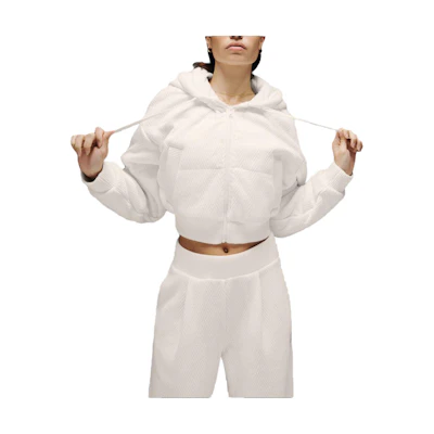 (Women) Alo Yoga Solid Color Cropped Zip-Up Jacket Casual Outerwear. W4568R