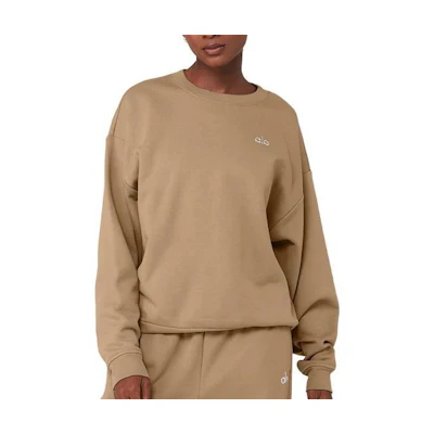 (Women) Alo Yoga Solid Color Fleece Crewneck Pullover Long Sleeve Sweatshirt U3031RG