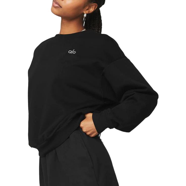 (Women) Alo Yoga  Solid Color Fleece Crewneck Pullover Long Sleeve Sweatshirt U3031RG 圖 9