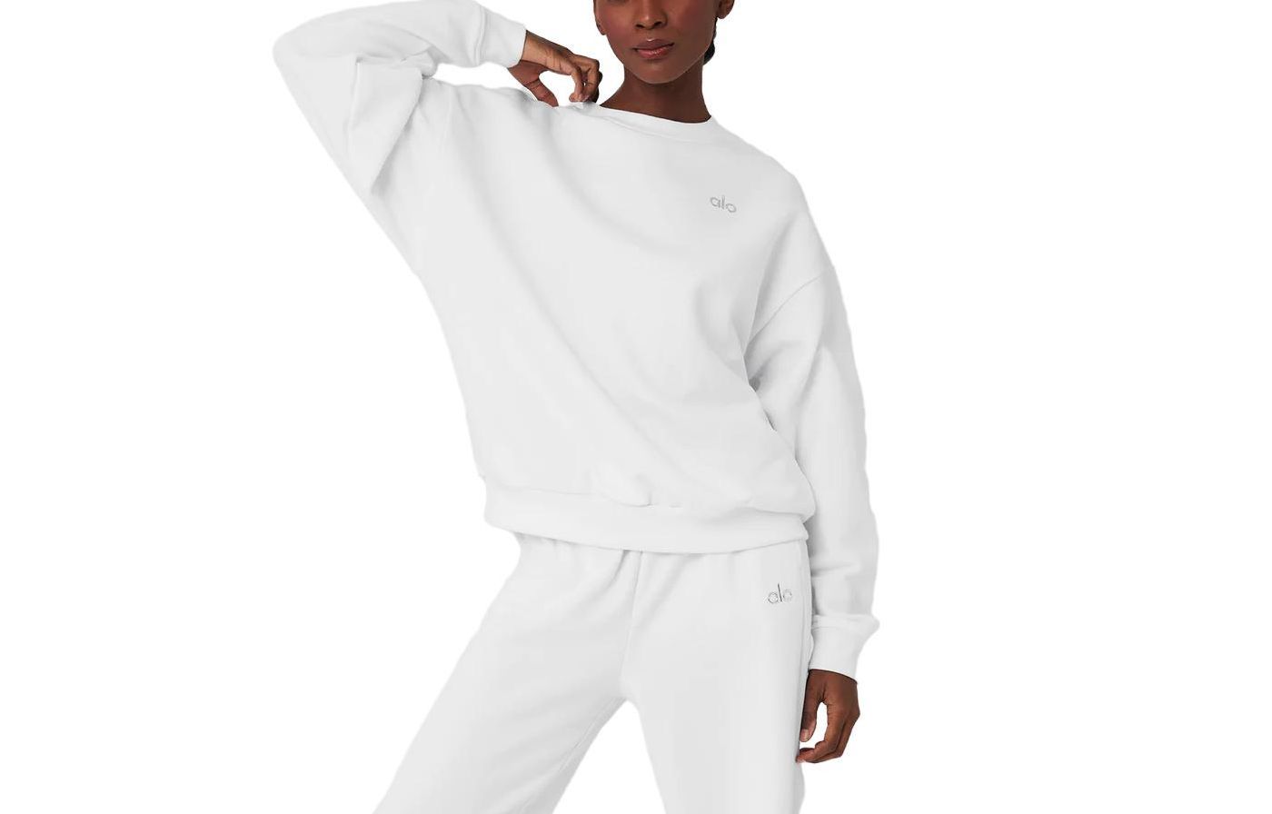 (Women) Alo Yoga  Solid Color Fleece Crewneck Pullover Long Sleeve Sweatshirt U3031RG 圖 10