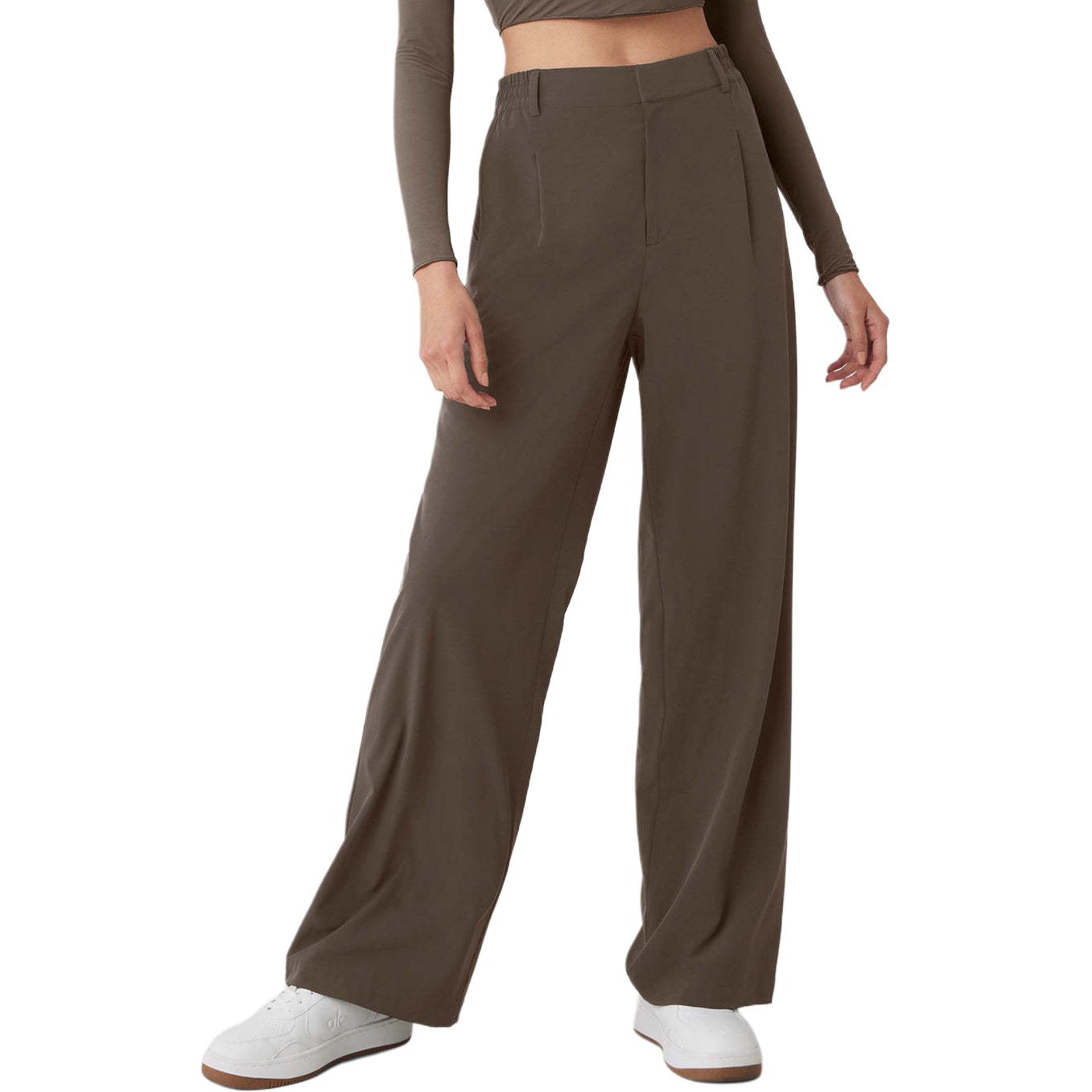 (Women) Alo Yoga  Solid High-Waist Loose Fit Breathable Wide-Leg Pants w51346r