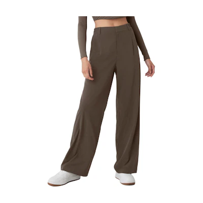 (Women) Alo Yoga Solid High-Waist Loose Fit Breathable Wide-Leg Pants w51346r