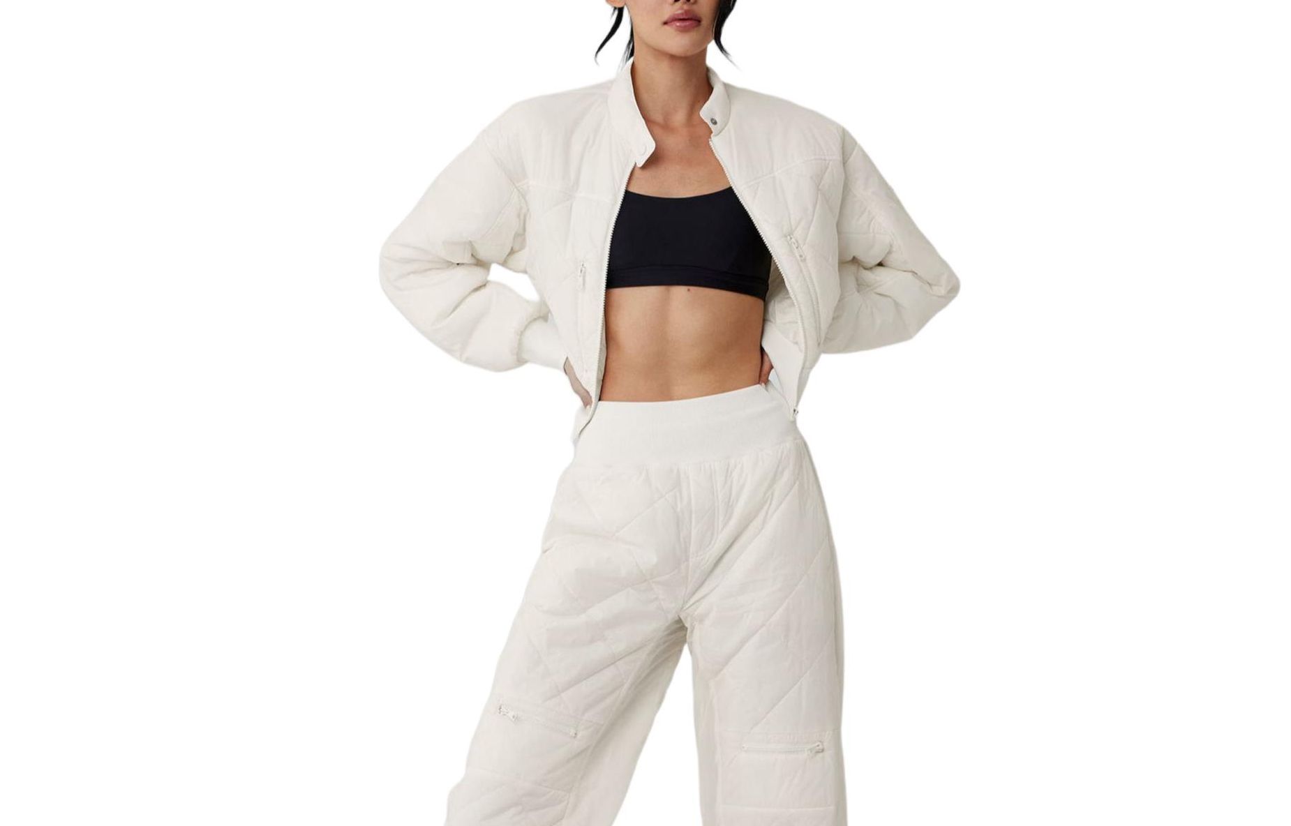 (Women) Alo Yoga  Solid Ribbed Cuff Cropped Jacket. w4535r
