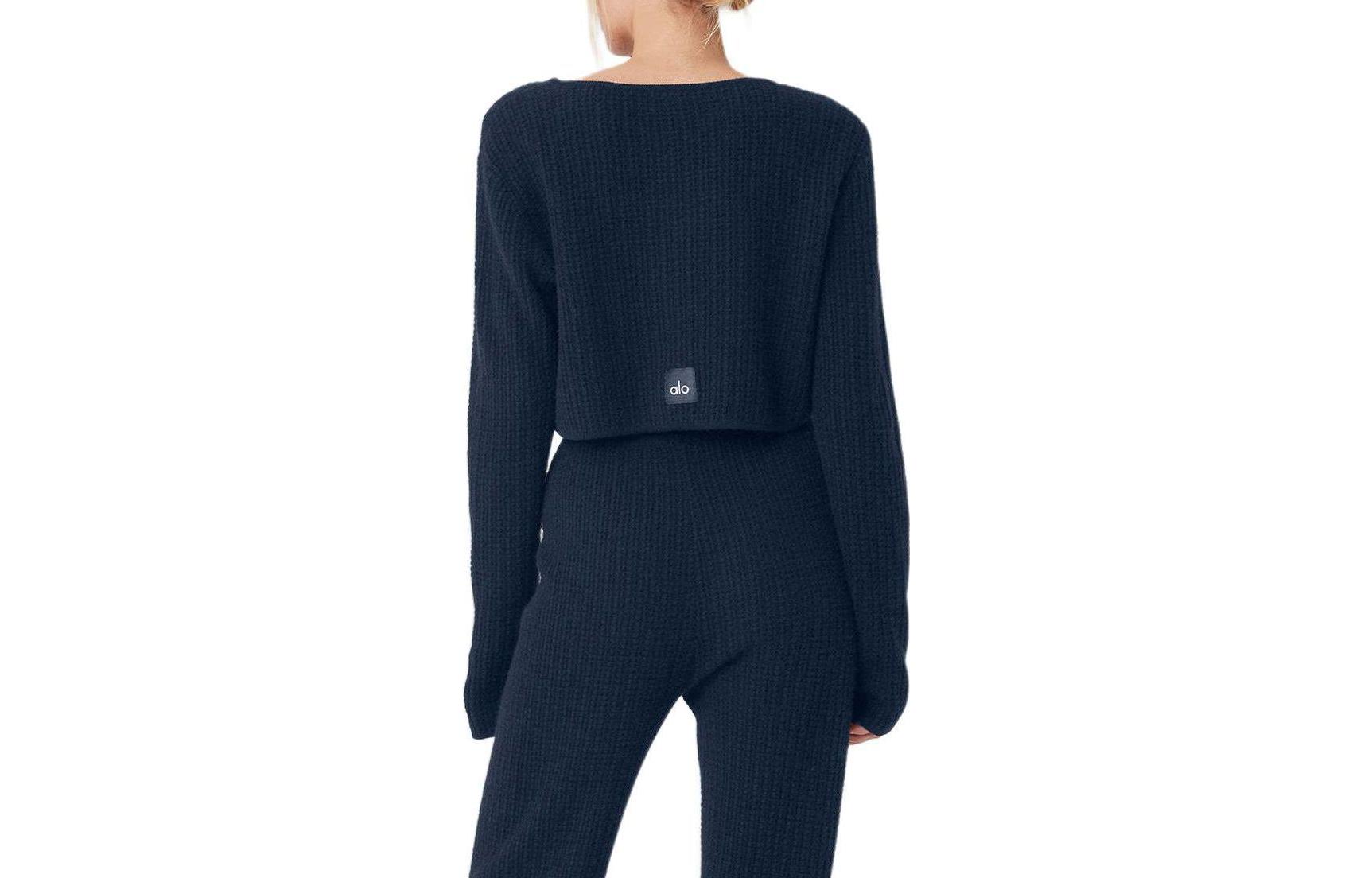 Cheap (W) Alo Yoga 实心针织羊绒短款毛衣 W3742R