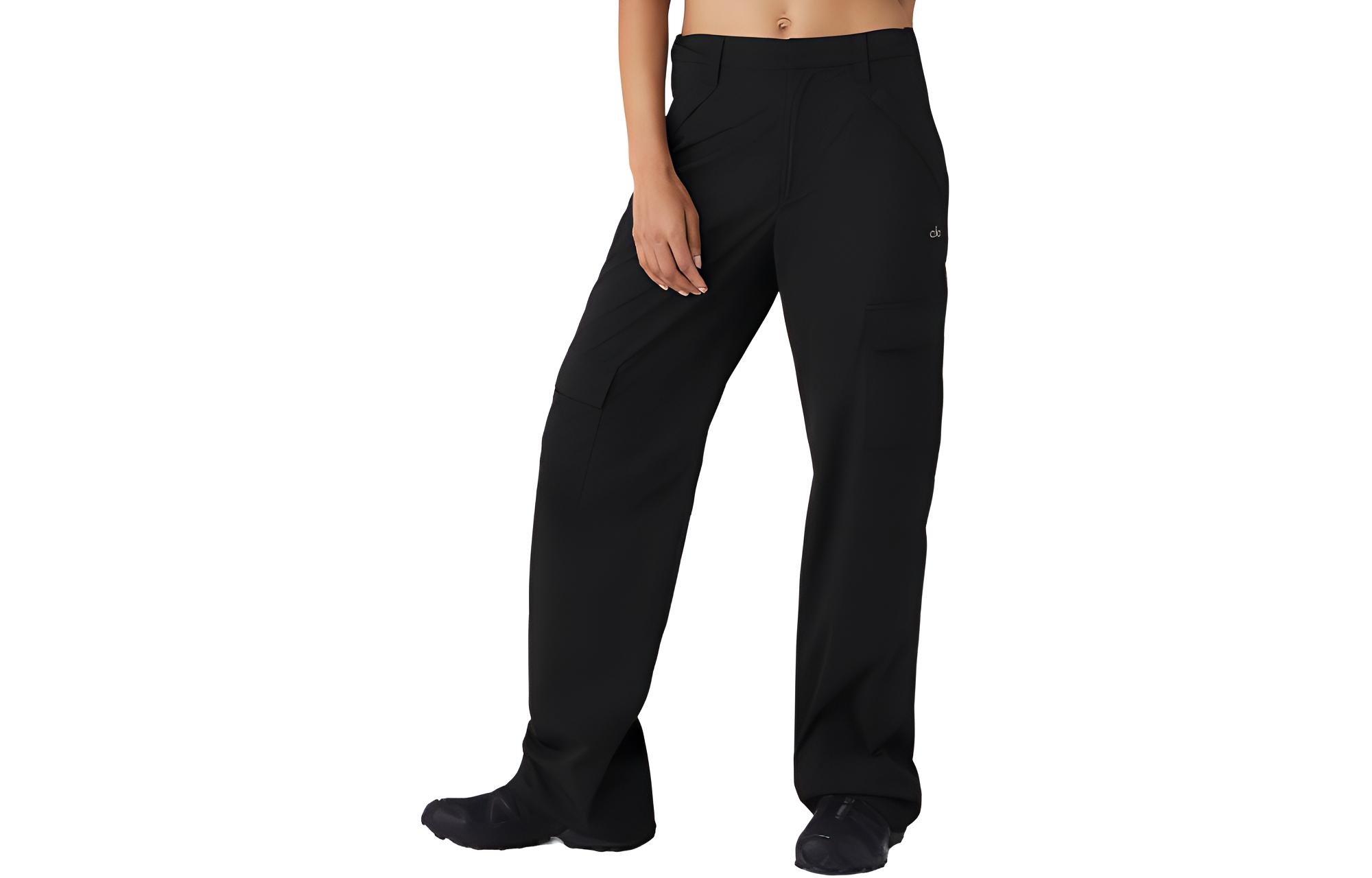 (Women) Alo Yoga  Solid Wide-Leg Relaxed Fit Lounge Pants Black W51301R